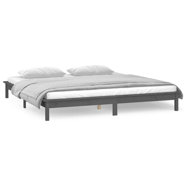 Harmaa sängynrunko led Amosie 120x190cm (small double puu)