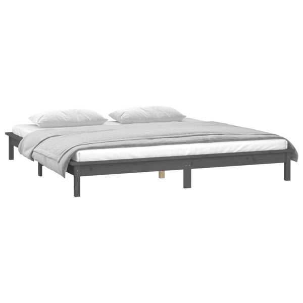 Harmaa sängynrunko led Amosie 120x190cm (small double puu)