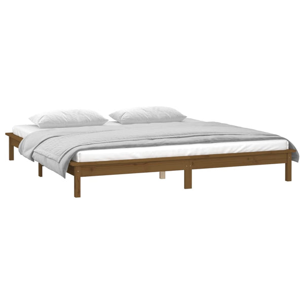 Brauner Bettrahmen LED Amosie 120x190cm (small double Holz)