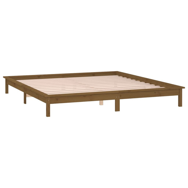 Brauner Bettrahmen LED Amosie 120x190cm (small double Holz)