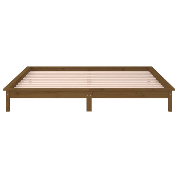 Brauner Bettrahmen LED Amosie 120x190cm (small double Holz)