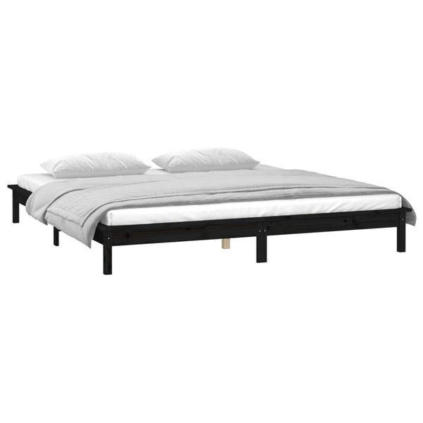 Schwarzes Bettgestell LED Amosie 120x190cm (kleines Doppelbett Holz)
