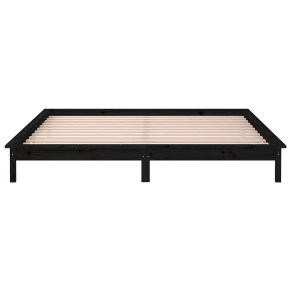 Schwarzes Bettgestell LED Amosie 120x190cm (kleines Doppelbett Holz)