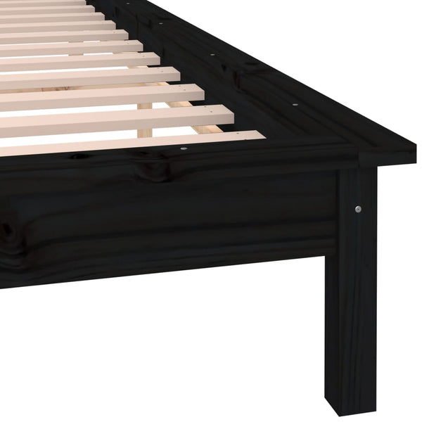 Schwarzes Bettgestell LED Amosie 120x190cm (kleines Doppelbett Holz)