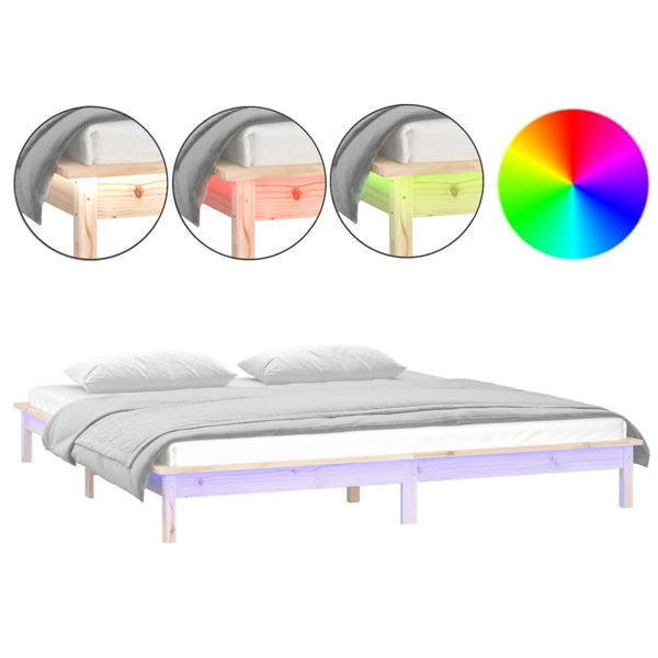 Bettgestell Amosie 135x190cm (mit LED-Beleuchtung Doppelholz)