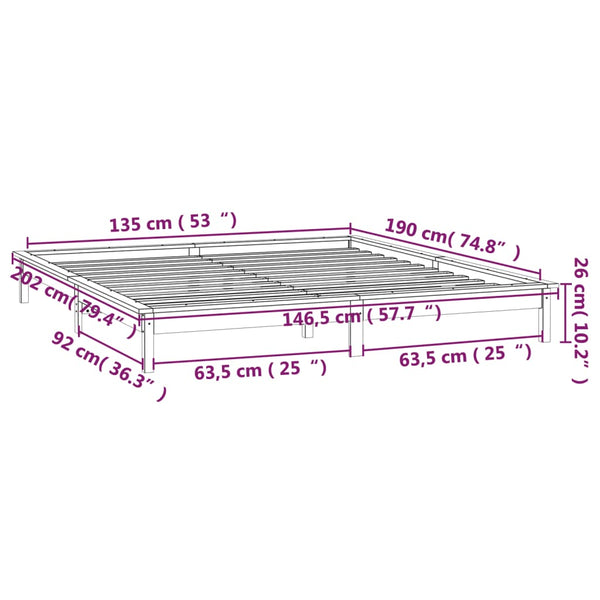 Bettgestell Amosie weiß 135x190cm (LED, Doppelbett, Holz)