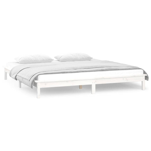 Bettgestell Amosie weiß 135x190cm (LED, Doppelbett, Holz)