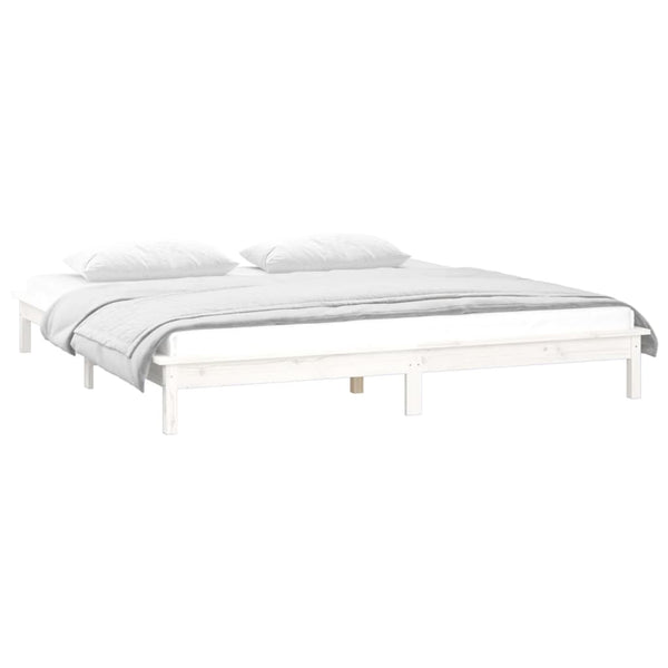 Bettgestell Amosie weiß 135x190cm (LED, Doppelbett, Holz)