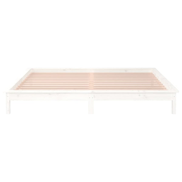 Bettgestell Amosie weiß 135x190cm (LED, Doppelbett, Holz)