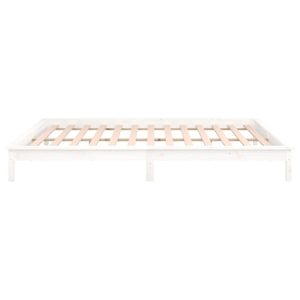 Bettgestell Amosie weiß 135x190cm (LED, Doppelbett, Holz)