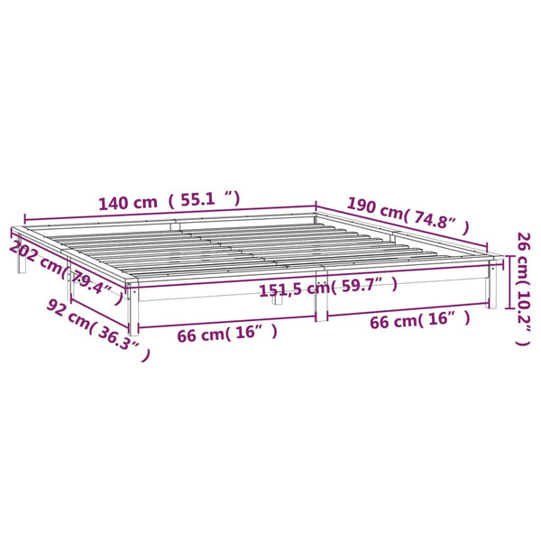 Schwarzes Bettgestell mit LED-Beleuchtung Amosie 140x190cm (Holz)