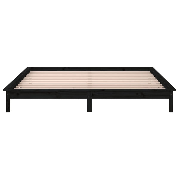 Schwarzes Bettgestell mit LED-Beleuchtung Amosie 140x190cm (Holz)