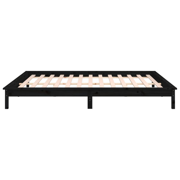 Schwarzes Bettgestell mit LED-Beleuchtung Amosie 140x190cm (Holz)