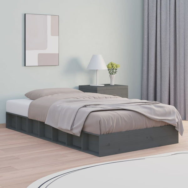 Graues Bettgestell Sabia 75x190cm (Schmales Einzelbett Holz)