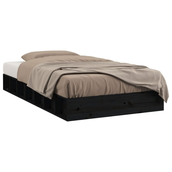 Schwarzes Bettgestell Sabia 135x190cm (Doppelbett Holz)
