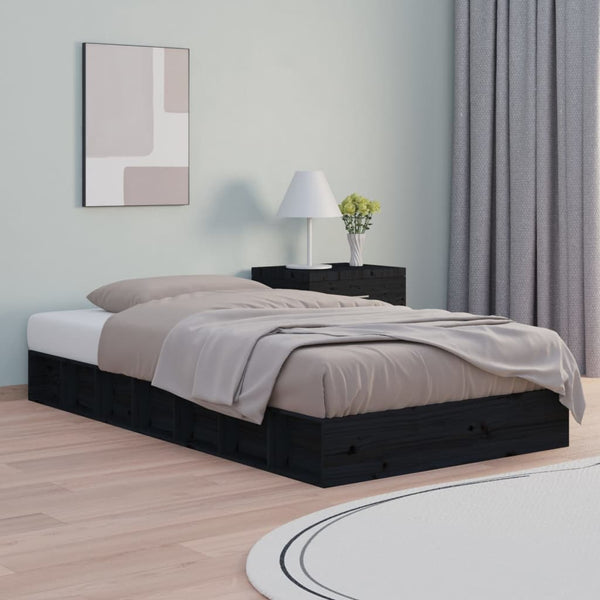 Schwarzes Bettgestell Sabia 135x190cm (Doppelbett Holz)