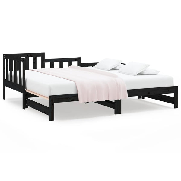 Musta sohvasänky ulosvedettävä Puta 90x190cm (2x, mänty)