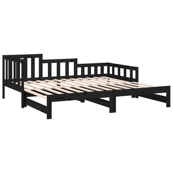 Musta sohvasänky ulosvedettävä Puta 90x190cm (2x, mänty)