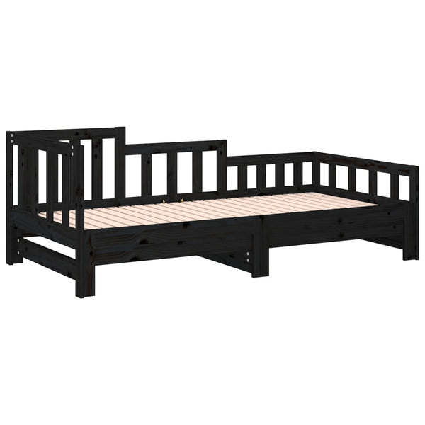Musta sohvasänky ulosvedettävä Puta 90x190cm (2x, mänty)