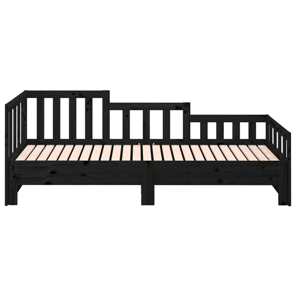 Musta sohvasänky ulosvedettävä Puta 90x190cm (2x, mänty)