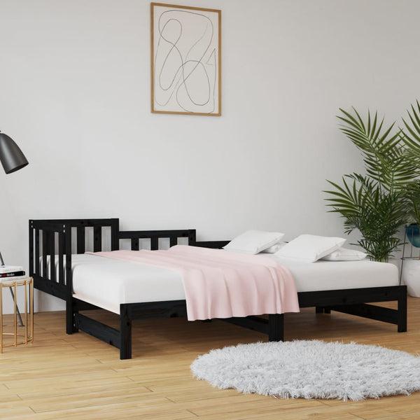 Musta sohvasänky ulosvedettävä Puta 90x190cm (2x, mänty)