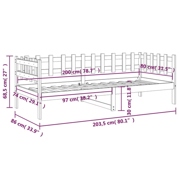 Graues Schlafsofa Barza 80x200cm (Kiefer)