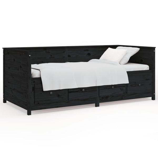 Schwarzes Schlafsofa Mesdi 90x200cm (Kiefer)