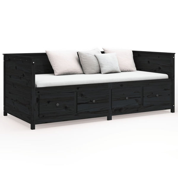 Schwarzes Schlafsofa Mesdi 90x200cm (Kiefer)