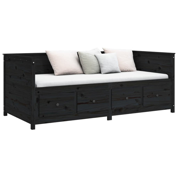 Schwarzes Schlafsofa Mesdi 90x200cm (Kiefer)