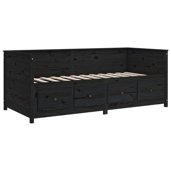 Schwarzes Schlafsofa Mesdi 90x200cm (Kiefer)