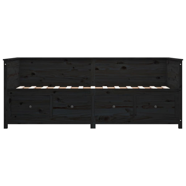 Schwarzes Schlafsofa Mesdi 90x200cm (Kiefer)