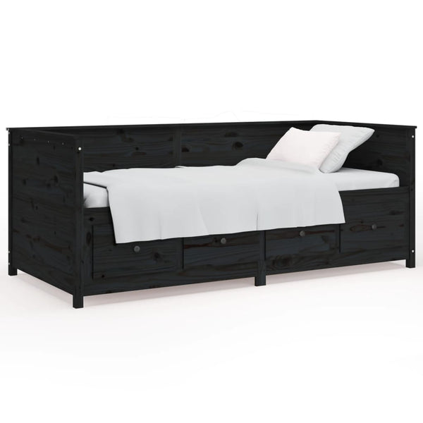 Schwarzes Schlafsofa Mesdi 90x190cm (Kiefer)