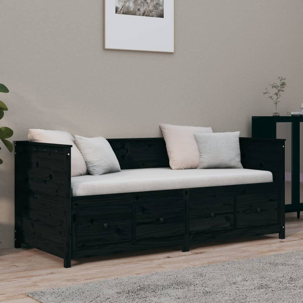 Schwarzes Schlafsofa Mesdi 90x190cm (Kiefer)