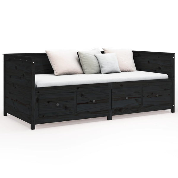 Schwarzes Schlafsofa Mesdi 90x190cm (Kiefer)
