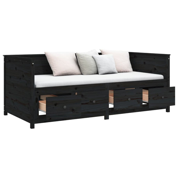 Schwarzes Schlafsofa Mesdi 90x190cm (Kiefer)