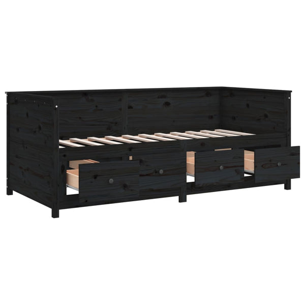 Schwarzes Schlafsofa Mesdi 90x190cm (Kiefer)