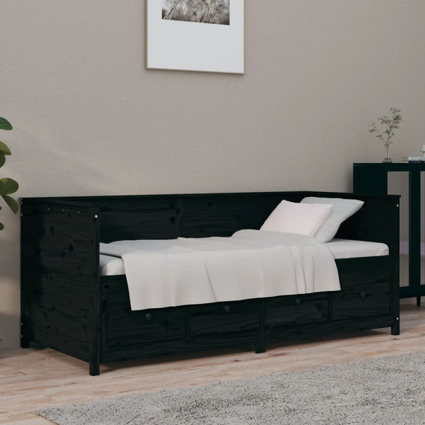 Schwarzes Schlafsofa Mesdi 90x190cm (Kiefer)