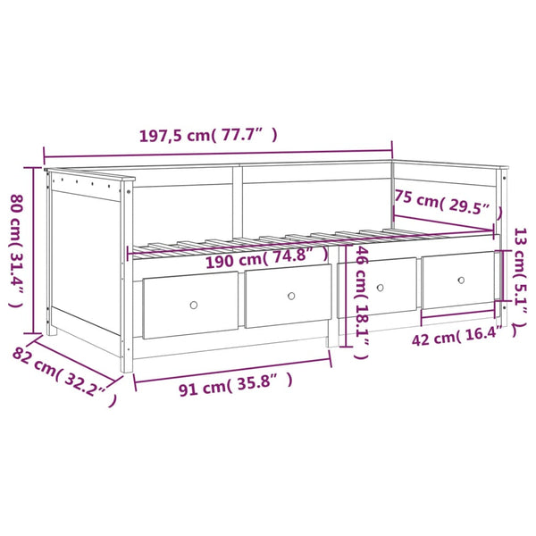 Schlafsofa Mesdi 75x190cm (Kiefer)