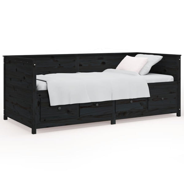 Schwarzes Schlafsofa Mesdi 75x190cm (Kiefer)