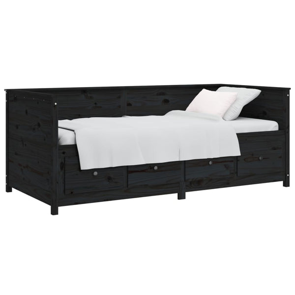 Schwarzes Schlafsofa Mesdi 75x190cm (Kiefer)