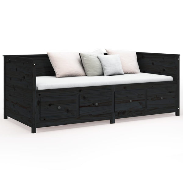 Schwarzes Schlafsofa Mesdi 75x190cm (Kiefer)