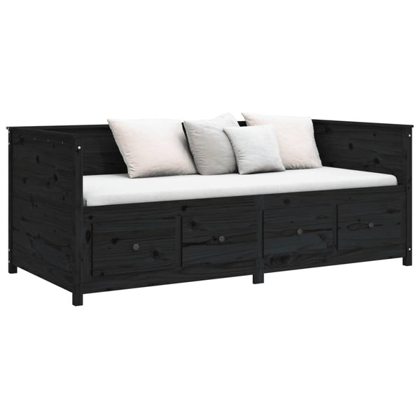Schwarzes Schlafsofa Mesdi 75x190cm (Kiefer)