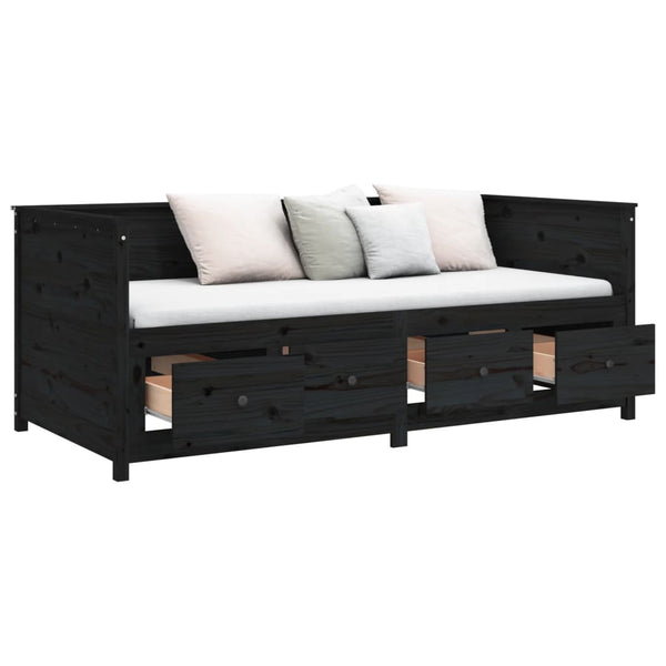 Schwarzes Schlafsofa Mesdi 75x190cm (Kiefer)
