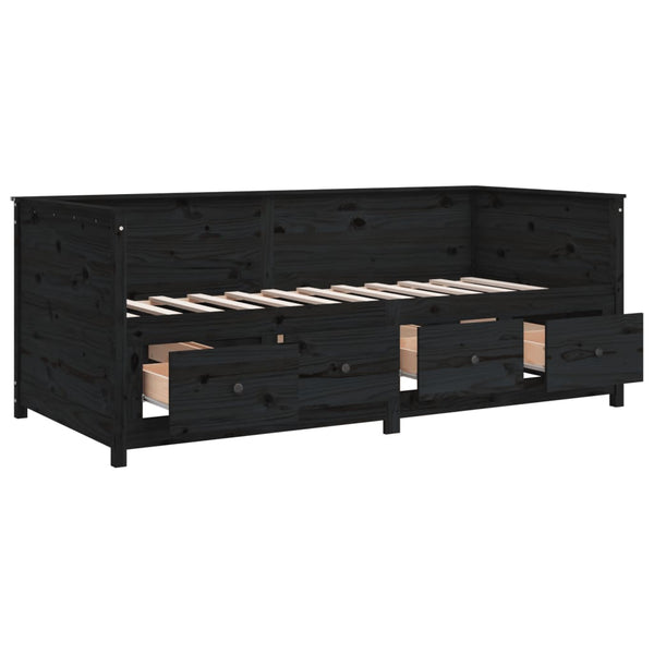 Schwarzes Schlafsofa Mesdi 75x190cm (Kiefer)