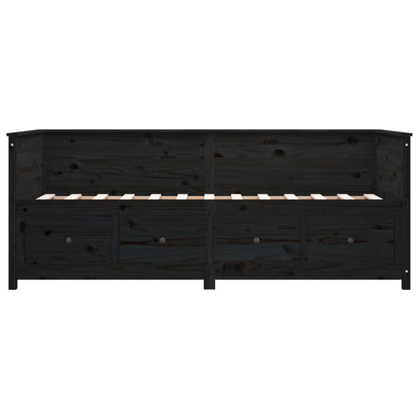 Schwarzes Schlafsofa Mesdi 75x190cm (Kiefer)