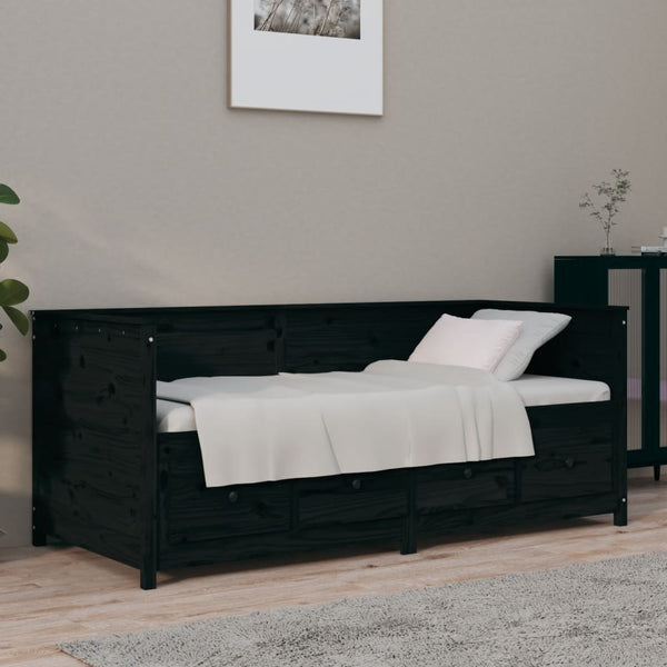 Schwarzes Schlafsofa Mesdi 75x190cm (Kiefer)