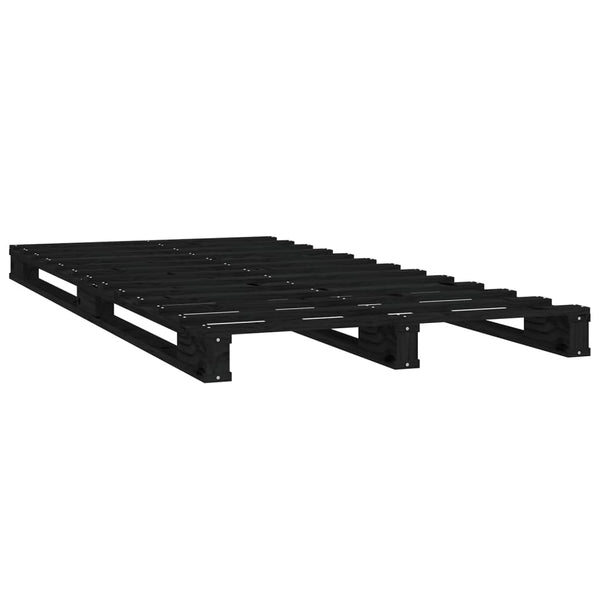 Schwarzes Plattformbett Maistorovici 75x190cm (Kiefernschichtholz kleines Einzelbett)