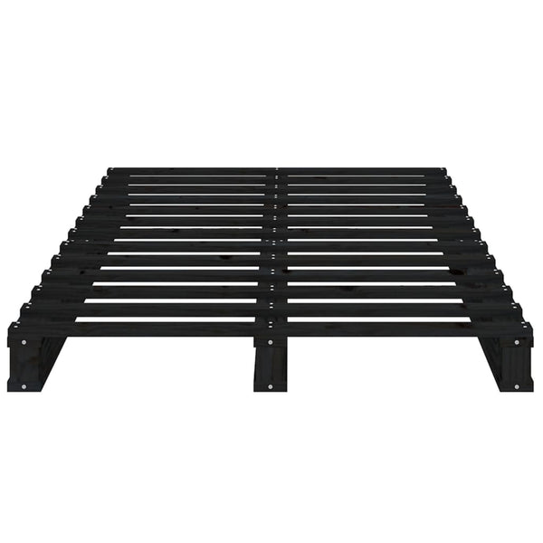 Schwarzes Plattformbett Maistorovici 75x190cm (Kiefernschichtholz kleines Einzelbett)