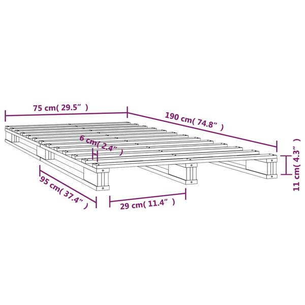 Schwarzes Plattformbett Maistorovici 75x190cm (Kiefernschichtholz kleines Einzelbett)