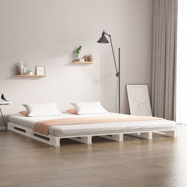 Weißes Plattformbett Maistorovici 120x190cm (Holz, kleines Doppelbett)
